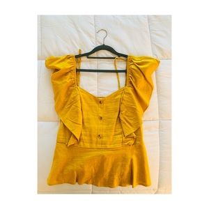 BP. - Shoulder Ruffle Peplum Styled Top